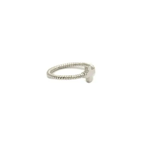 Sterling Silver Sideways Cross Ring Rope Cable Band
