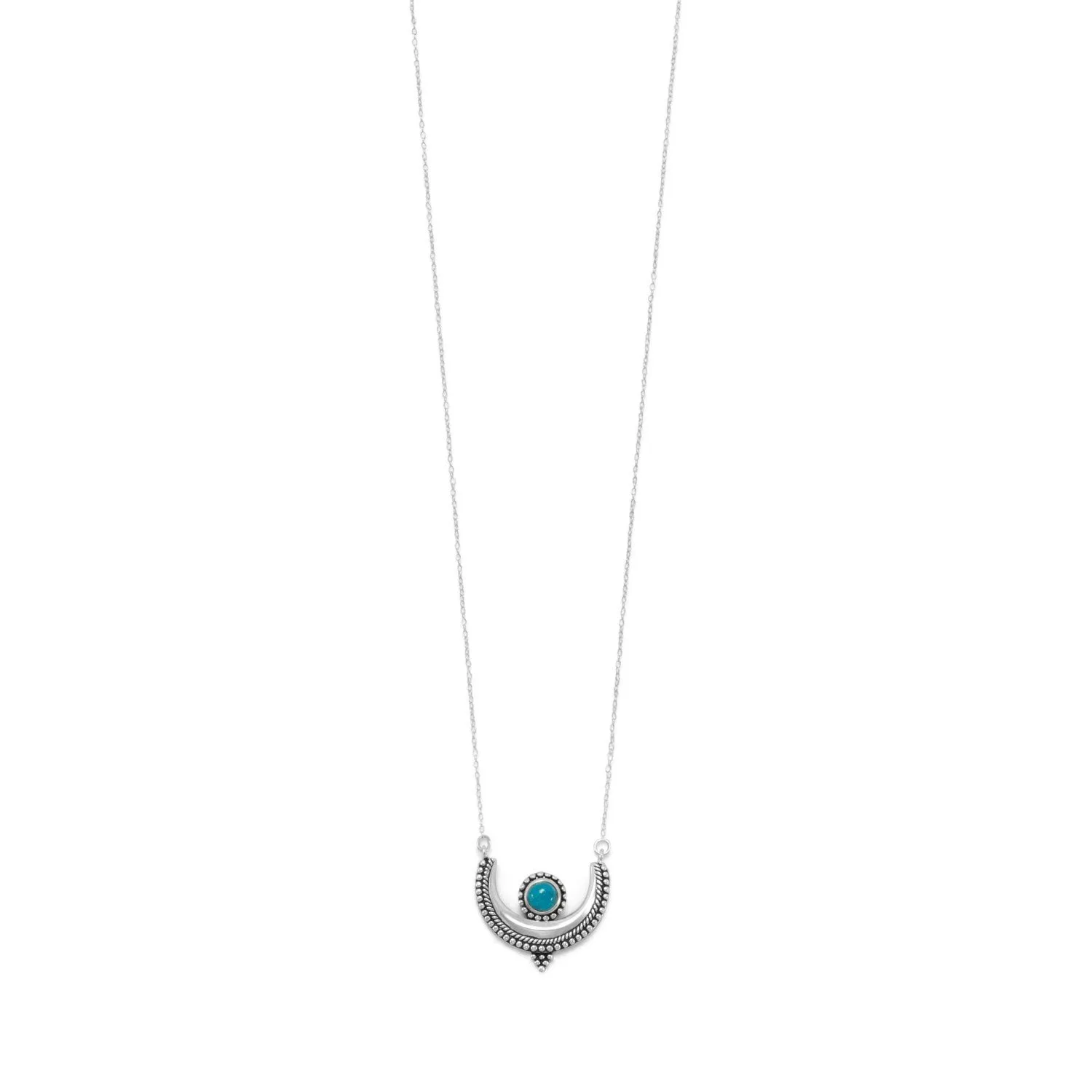 Sterling Silver Turquoise Crescent Pendant Necklace