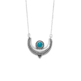 Sterling Silver Turquoise Crescent Pendant Necklace
