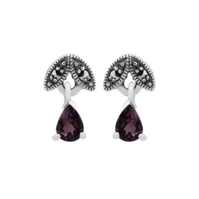 Sterlingsilber 0,24 Ct Amethyst & Markasit Februar Ohrstecker