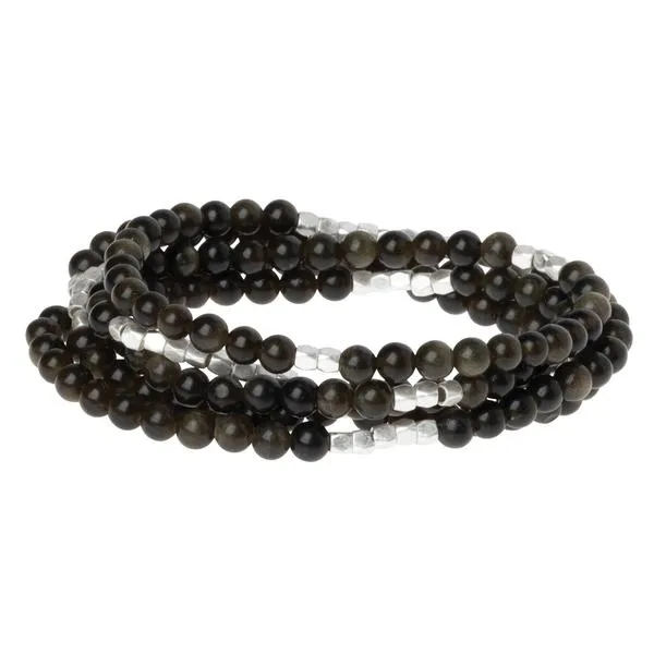 Stone Wrap obsidian/silver