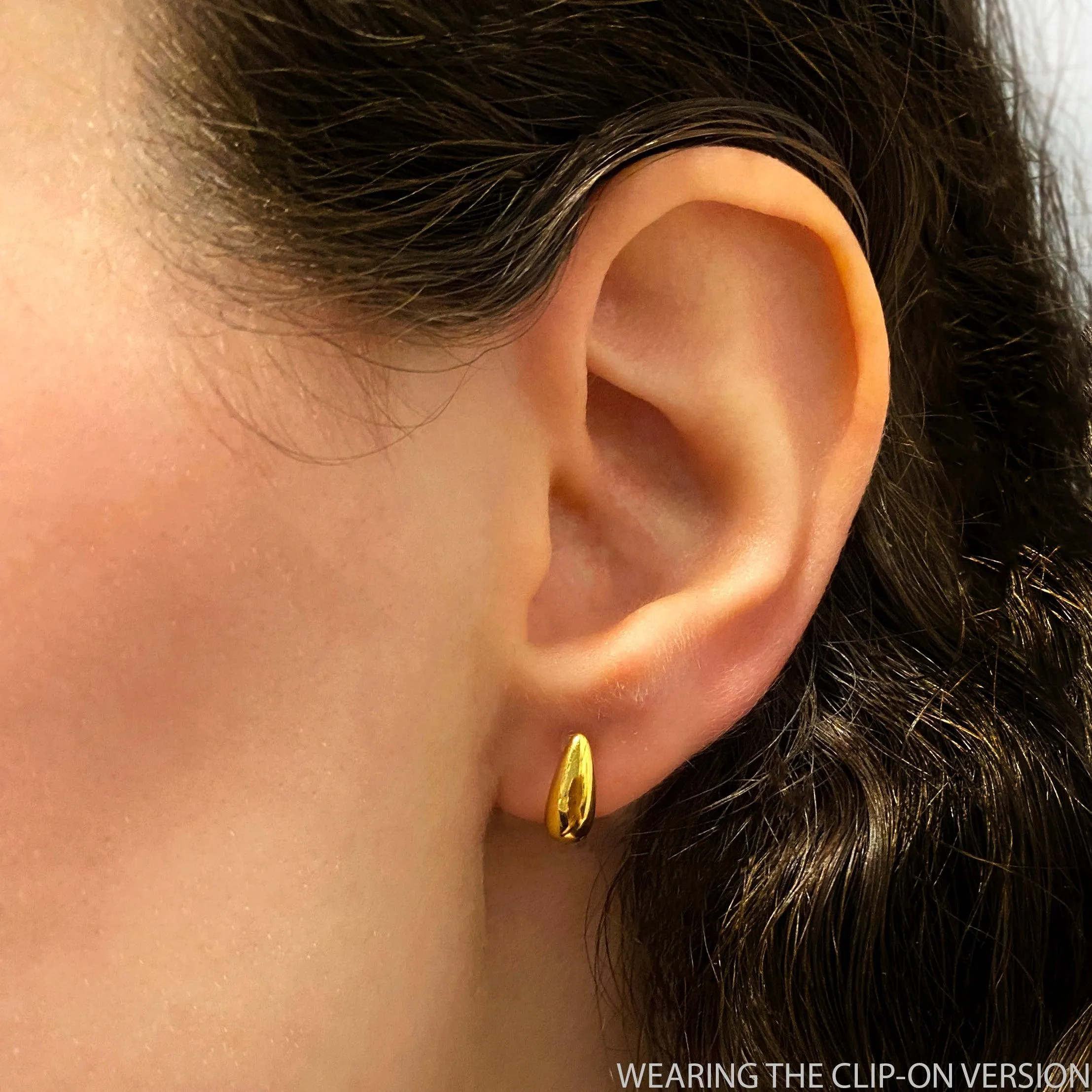TEARDROP HUGGIE EARRINGS