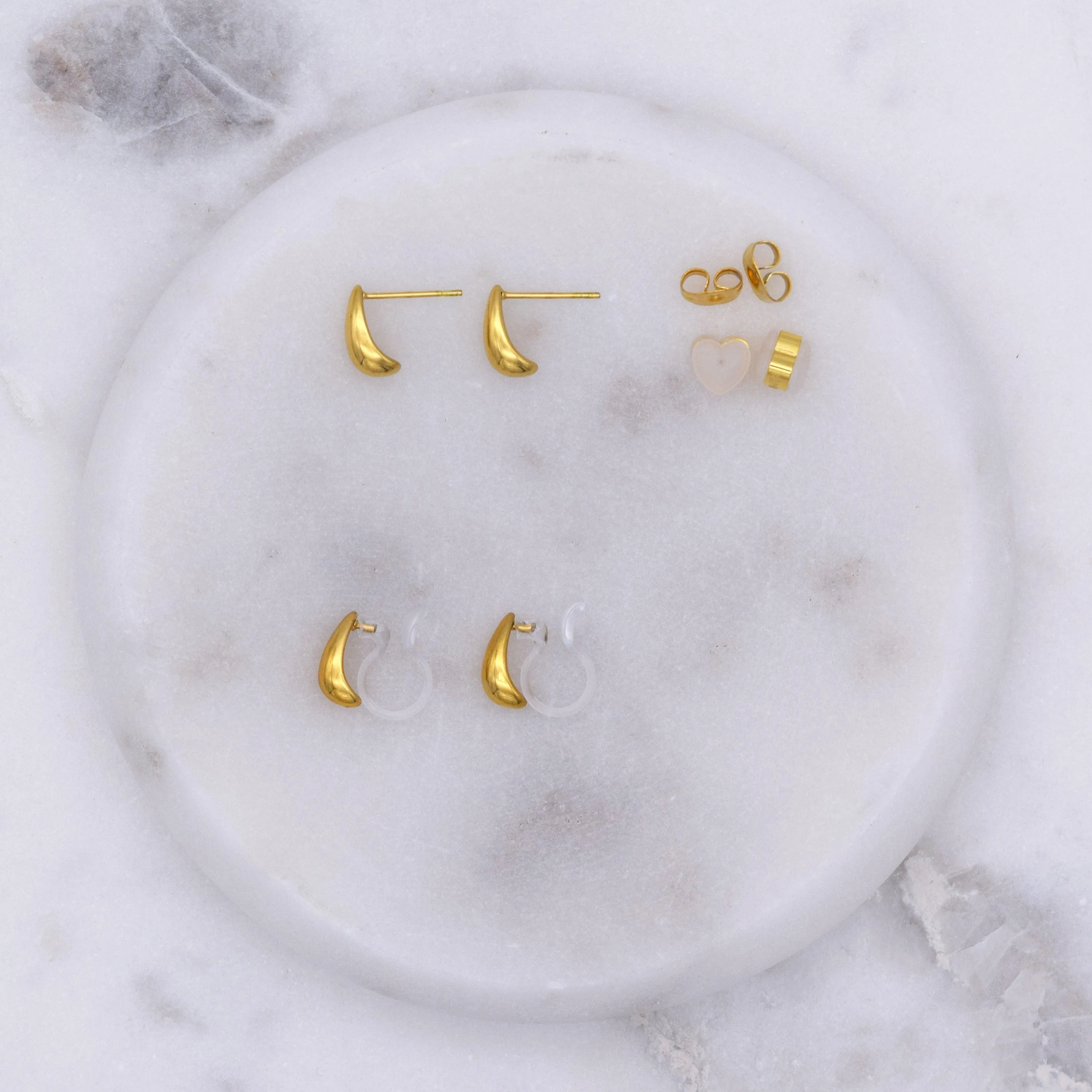 TEARDROP HUGGIE EARRINGS