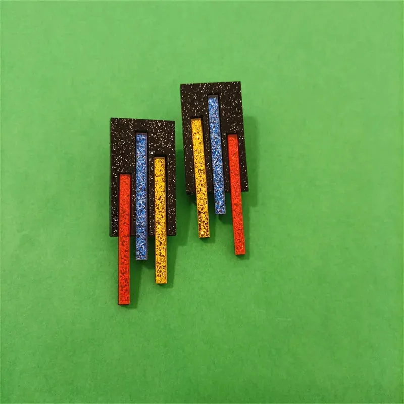 TEEK - Stripes Glitter Mirror Earrings