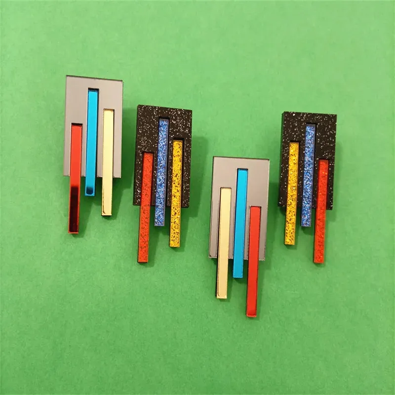 TEEK - Stripes Glitter Mirror Earrings