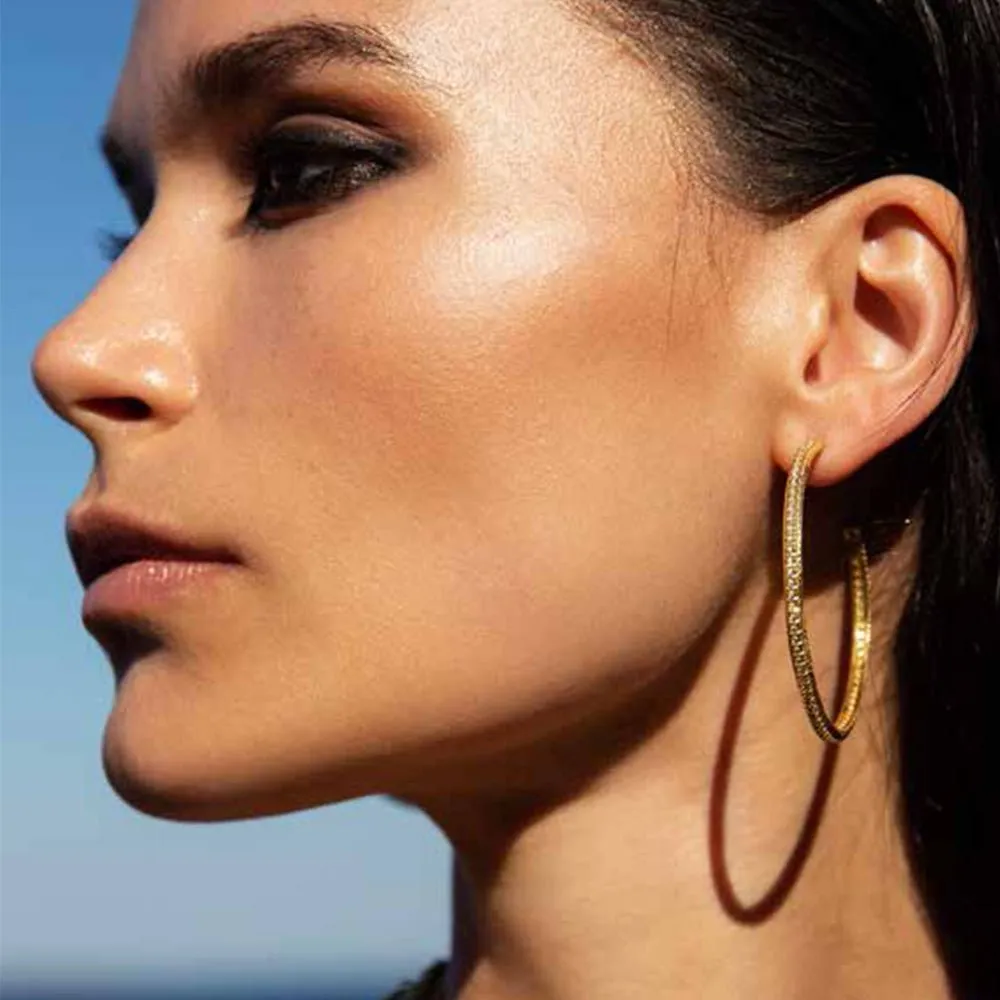 Temptation Zirconia Hoop Earrings Gold Plated