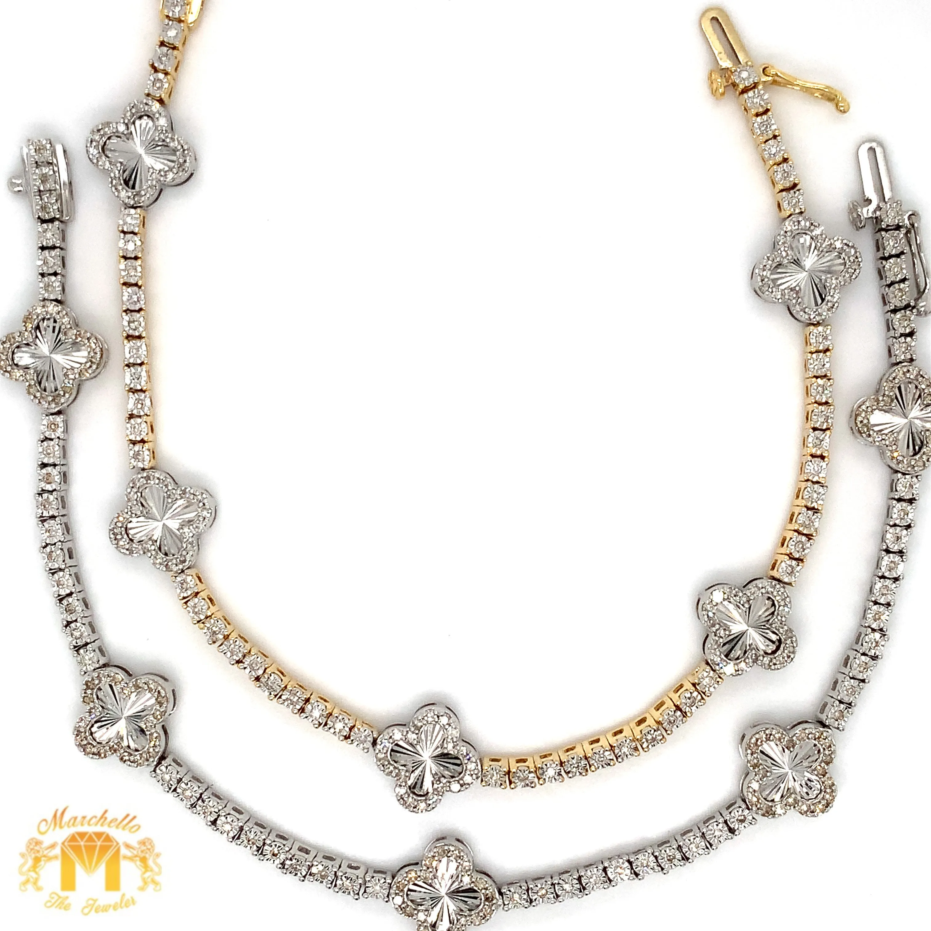 Tennis Chain and Bracelet Set, Round Diamonds
