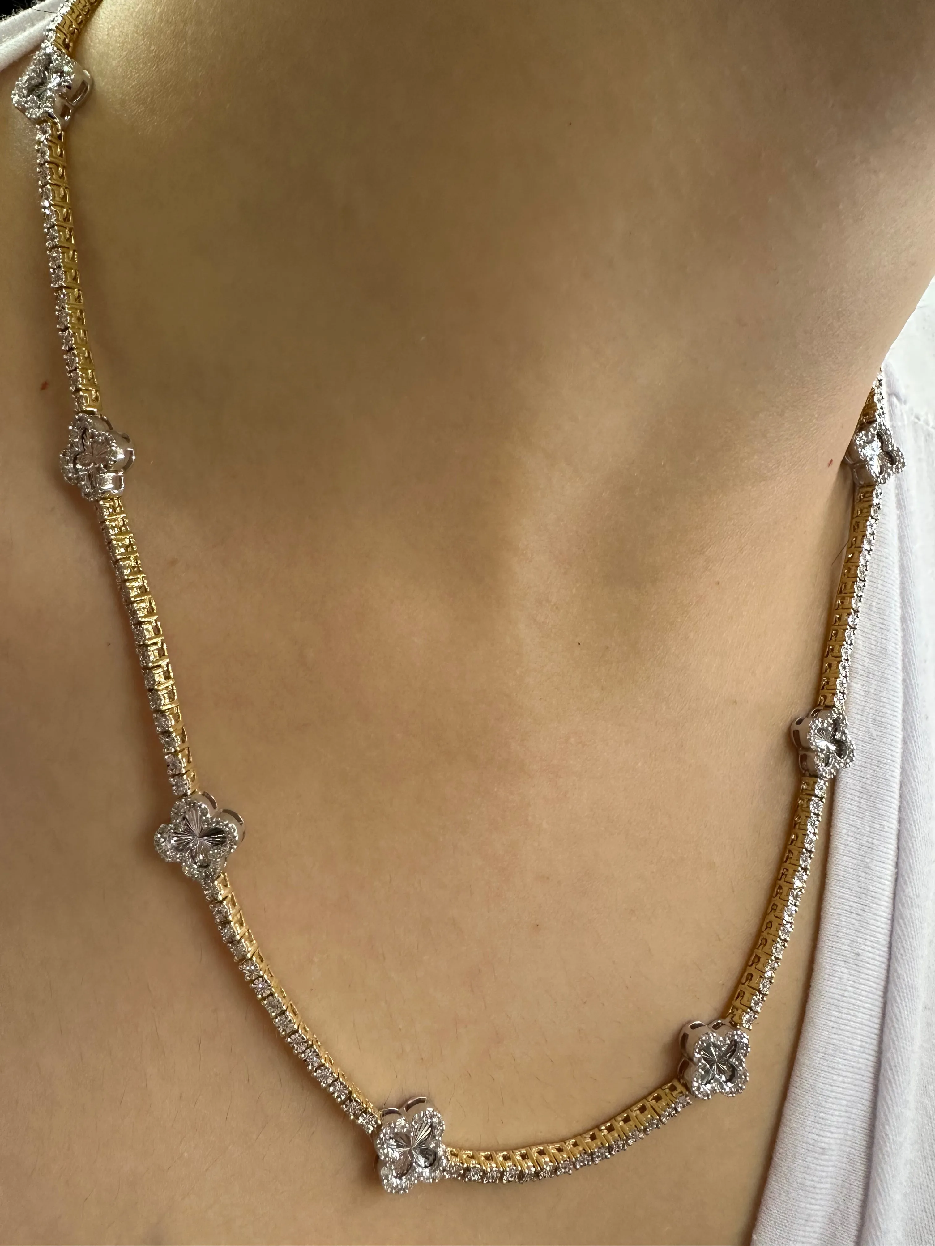 Tennis Chain and Bracelet Set, Round Diamonds