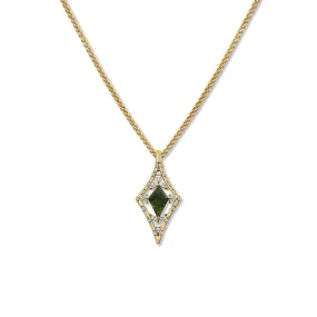 The Knight's Plume Green Moss Agate Necklace