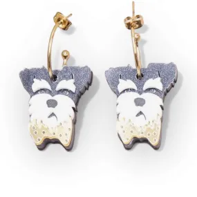 The Schnauzer Dog Acrylic Art Earrings