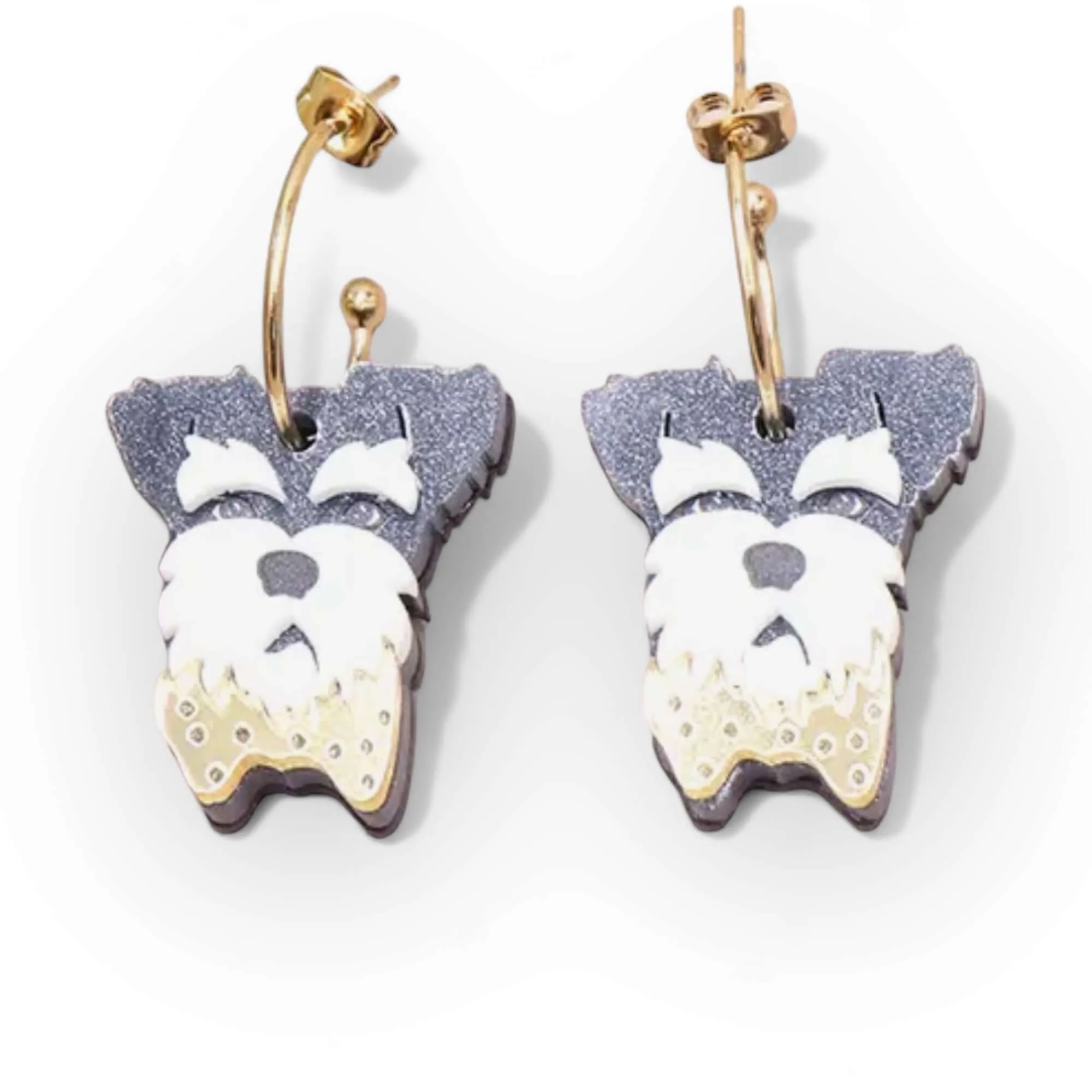 The Schnauzer Dog Acrylic Art Earrings