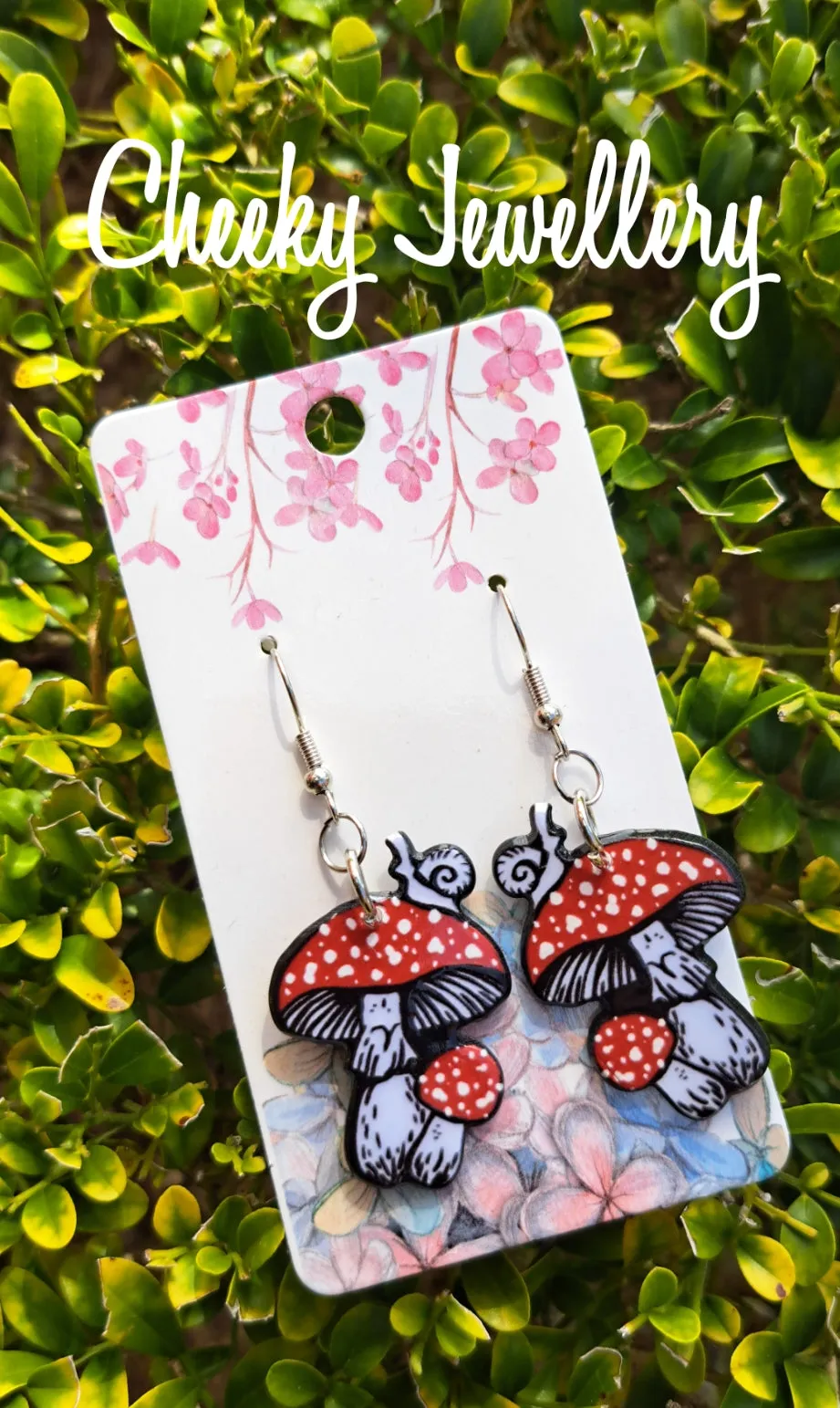 Toadstool mushroom earrings