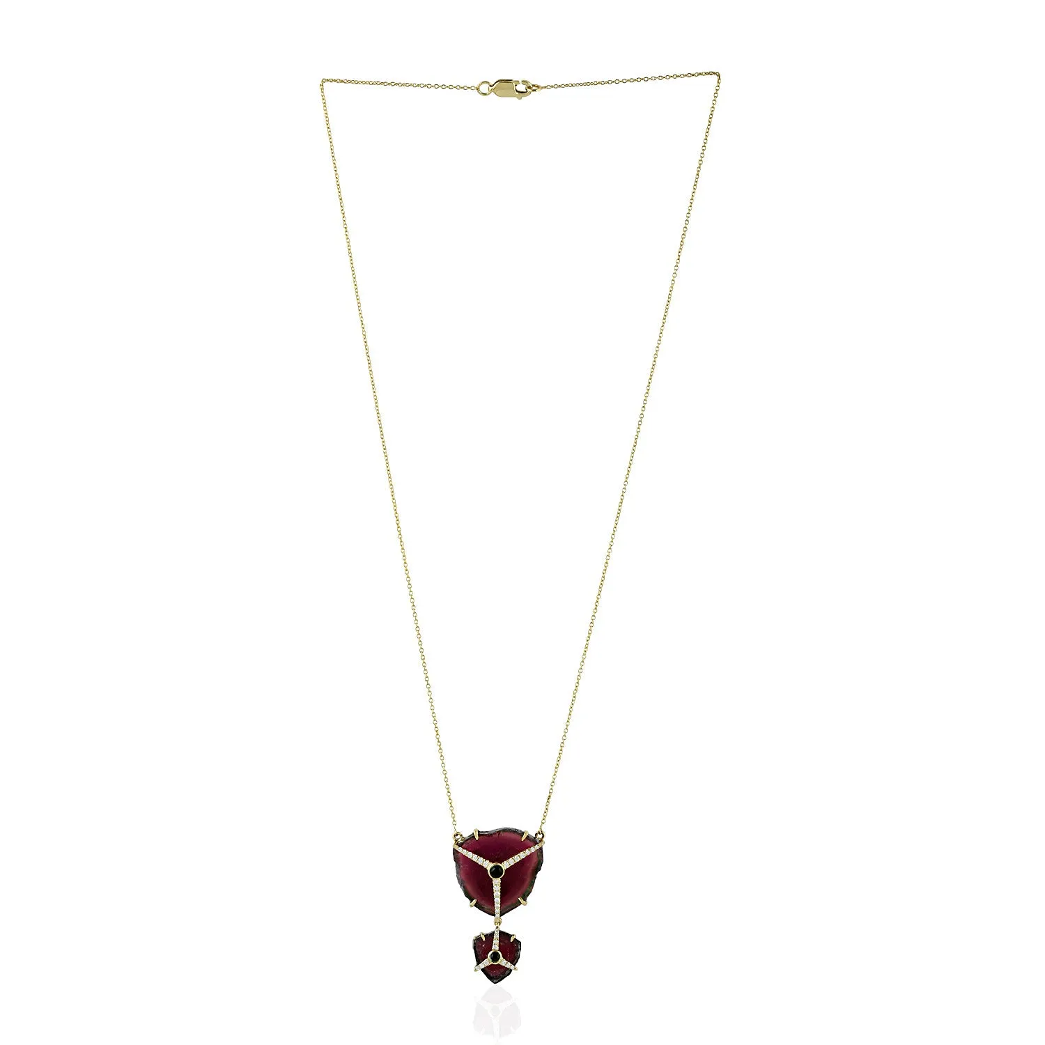 Tourmaline Melon Diamond Tourmaline 18k Yellow Gold Handmade Necklace On Sale