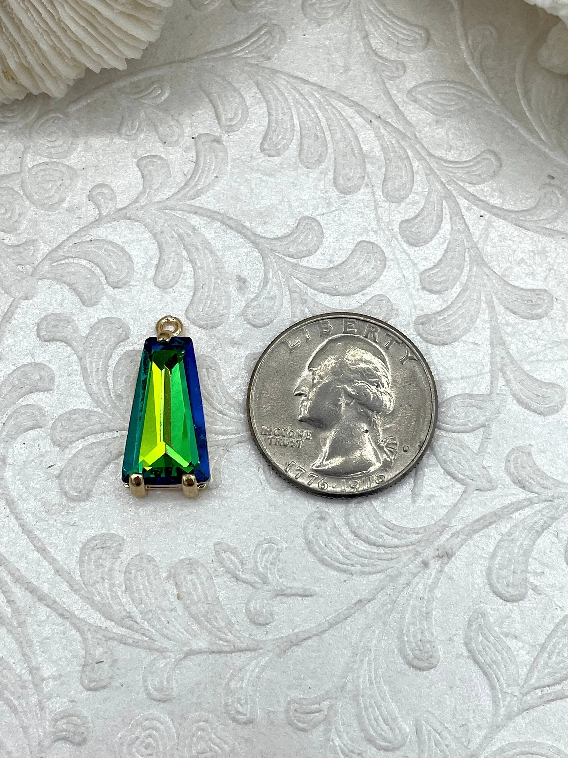 Trapezoid Solitaire CZ & Crystal Pendant Cubic Zirconia Pendant 18mm x 10mm 8 colors Fast Shipping