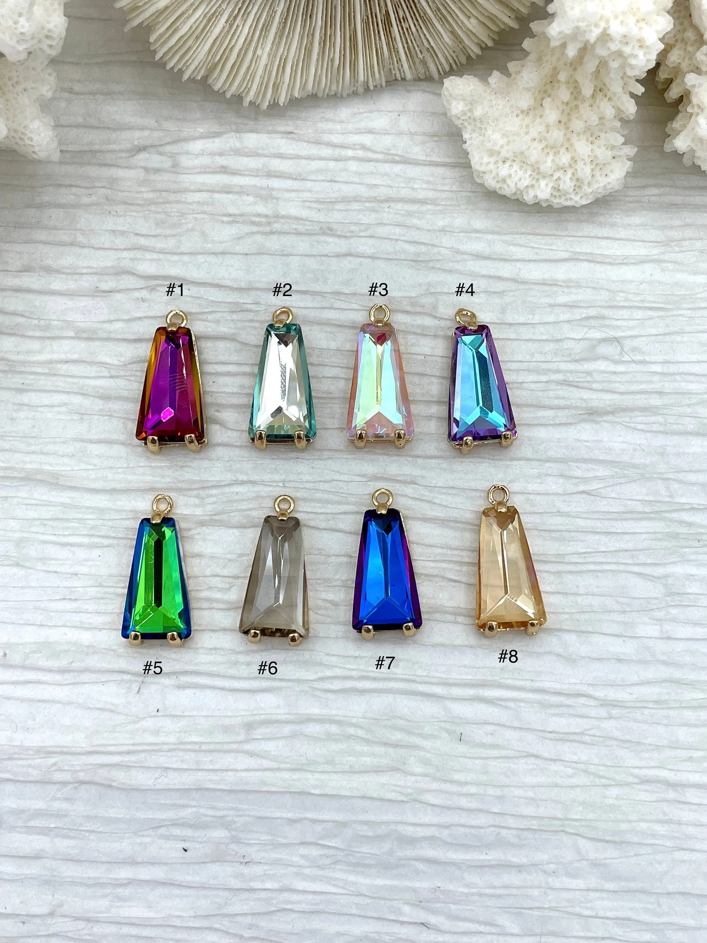 Trapezoid Solitaire CZ & Crystal Pendant Cubic Zirconia Pendant 18mm x 10mm 8 colors Fast Shipping