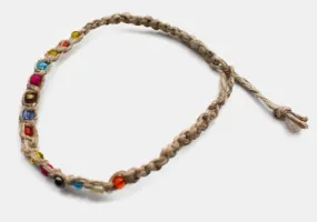 Tricolor Beads Hemp Bracelet
