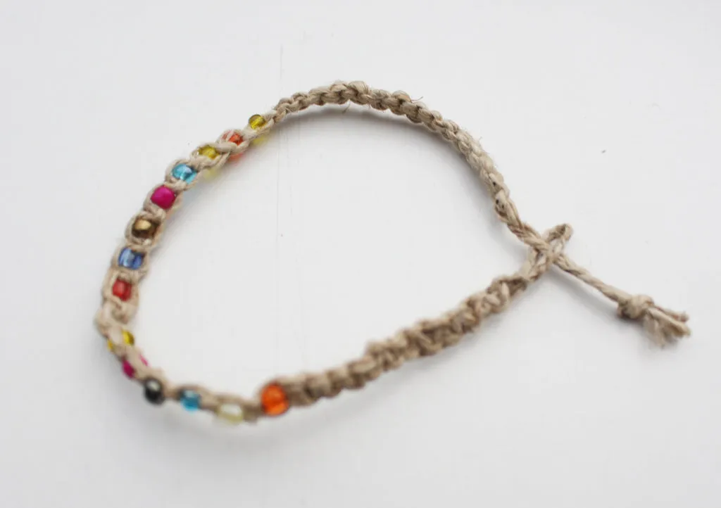 Tricolor Beads Hemp Bracelet
