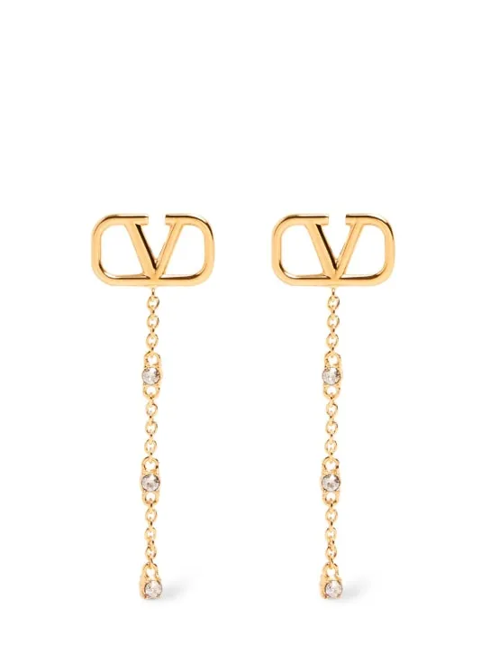 Valentino Garavani   Mini V logo signature crystal earrings 