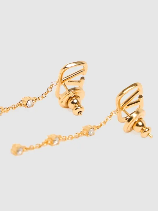 Valentino Garavani   Mini V logo signature crystal earrings 