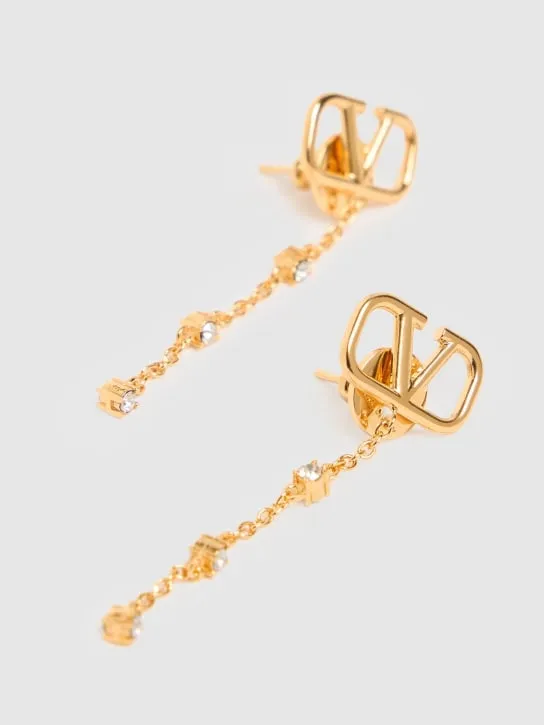 Valentino Garavani   Mini V logo signature crystal earrings 