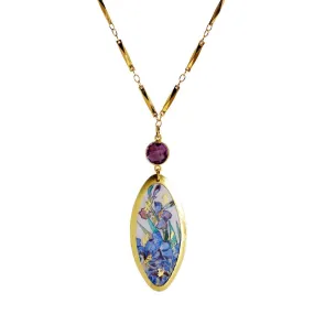 Van Gough Iris Garden Oblong Necklace with Amethyst