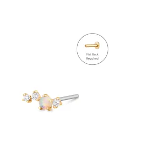 VENUS | Single Opal And Diamond Threadless Flatback Earring