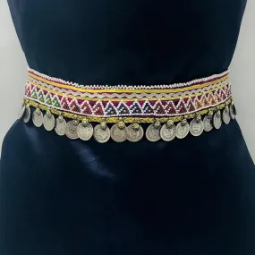 Vintage Coins Belt With Beaded Work and Laces
