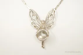 Vintage Fairy Glass Marble Sterling Silver Necklace