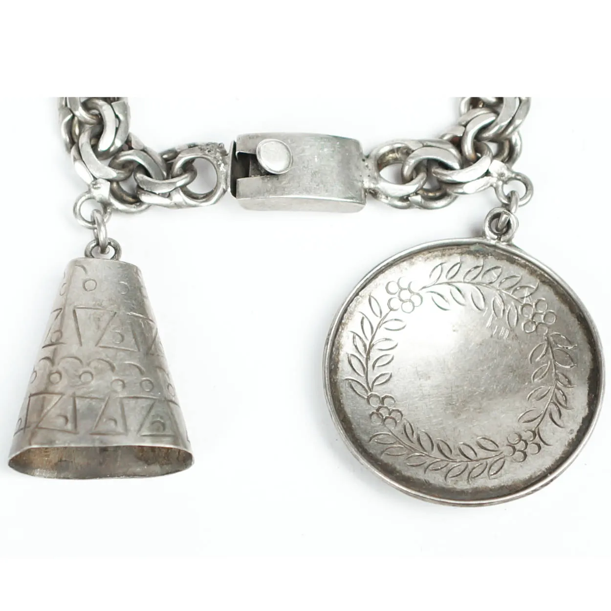 Vintage Mexican Sterling Silver 7 Charm Bracelet Rosi Beguden Mexico City 1950s
