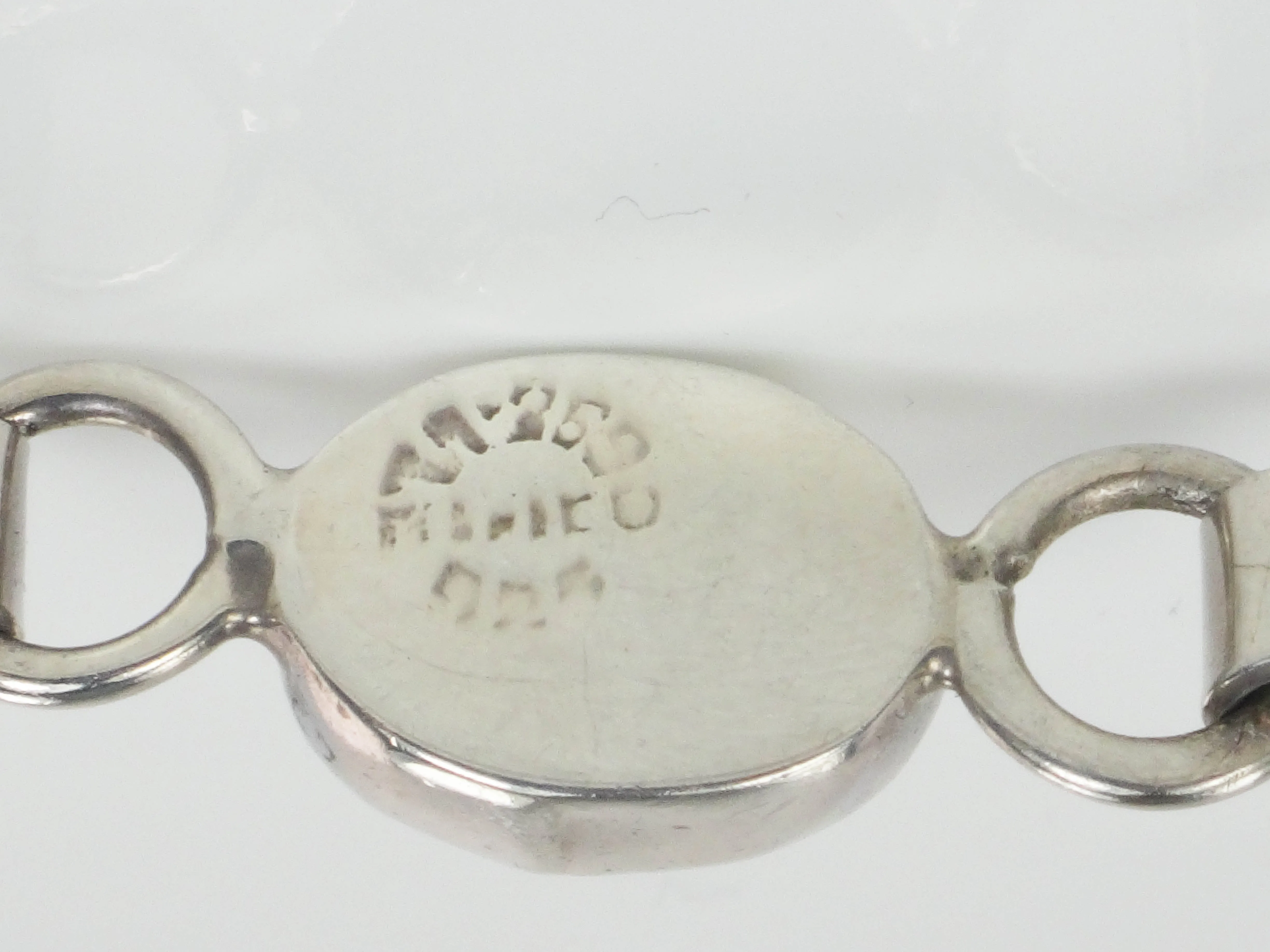 Vintage Sterling Silver Pink Cats Eye Glass Bangle Bracelet, Made in Mexico