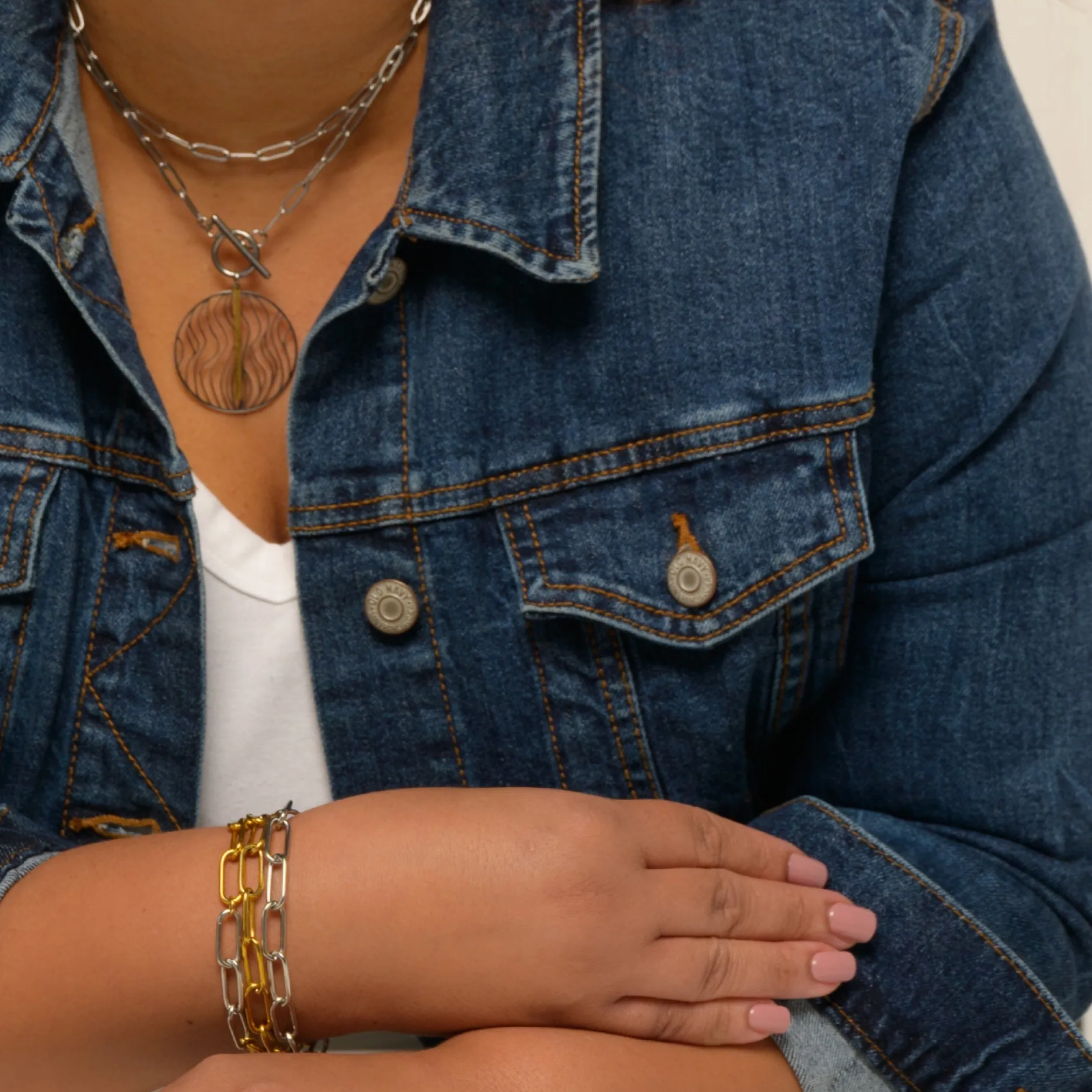 Waterproof "Imperméable” Mixed Metal Chunky Chain Bracelet