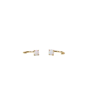 White Opal Gold Plated Huggies