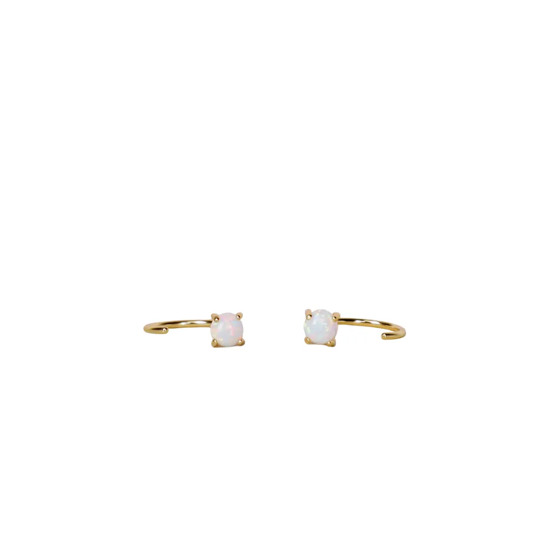 White Opal Gold Plated Huggies