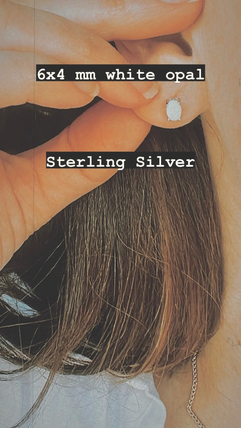White Opal Stud Earrings