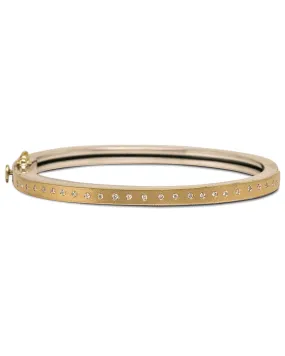 Yellow Gold Diamond Line Thin Bangle Bracelet